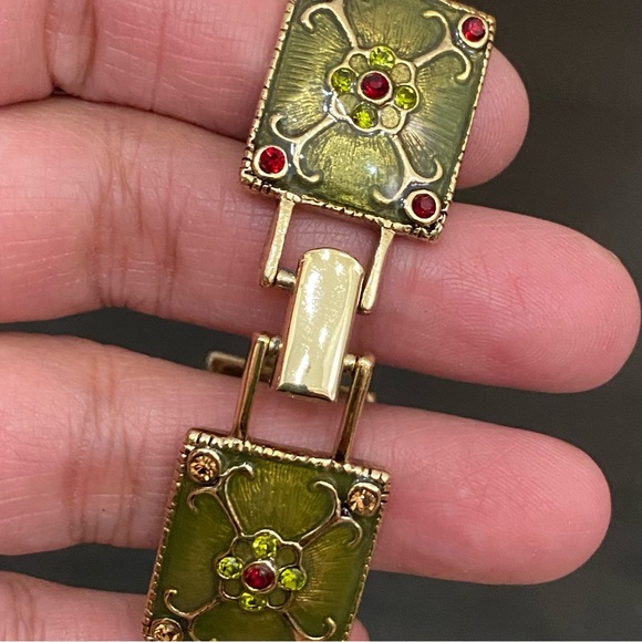 Vintage LIZ CLAIBORNE Enameled Link Bracelet - Picture 8 of 12